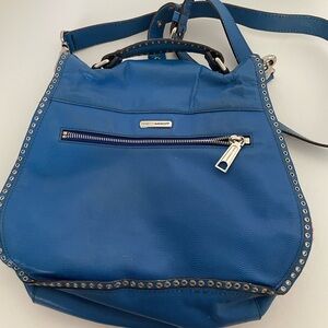 Rebecca Minkoff Saddle Lizard Blue Leather Shoulder, Crossbody Bag